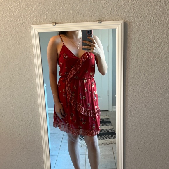 Red Mini Floral Dress - Picture 4 of 5